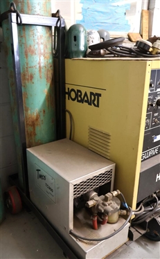 Hobart TIGWAVE 250 AC/DC Welder with Tweco TC900 - Model TC-900G - Horizontal Water Cooler - With Gauges, 2 Tanks - On Custom Rolling Cart