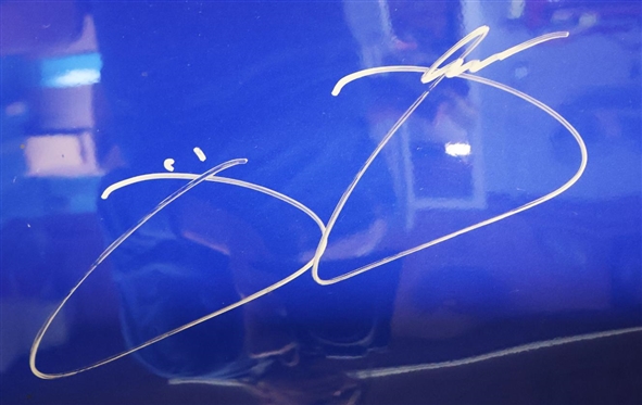 Authentic Race Driven NASCAR Hood Autographed by LOWES 48 Driver Jimmie Johnson and Crew Chief Chad Kanus