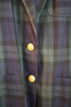 Lauren by Ralph Lauren Navy and Green Plaid Linen Blazer - Size 4