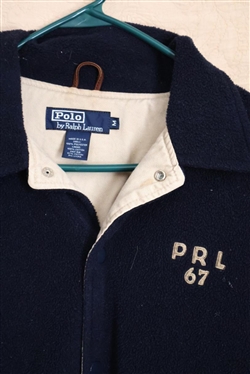 Vintage POLO Ralph Lauren Varsity Style Jacket - Fleece with PRL 67 on Front Back With POLO Applique - Size Medium 