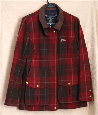  Joules Town & Country - Style Z Field Coat - Red Check Pattern - Size 8 