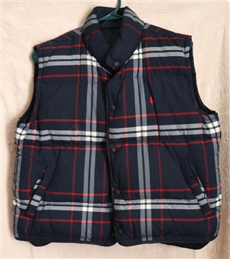 Polo By Ralph Lauren Reversible Down Filled Vest - Navy to Navy, Red and White Plaid - Size Large 