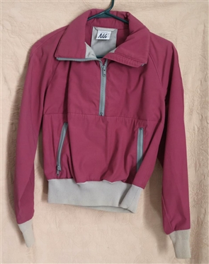 Nils - Made in USA - Vintage Windbreaker Pullover Quarter Zip - Mauve and Gray with Zip Pockets Vintage Size 10