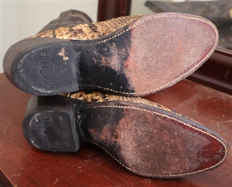 Abilene Boots Python Snakeskin and Brown Leather Boots - Size 7 B