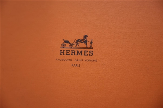 Hermes Silk Equestrian Pattern Tie - Pink Background with Original Hermes Orange Box 