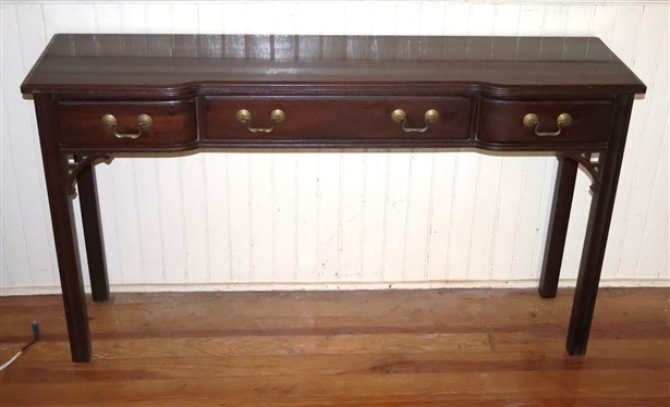 Beautiful Chippendale Style Mahogany Console Table by Davis Furniture - Nashville, Tennessee - 3 Dovetailed Drawers with Brass Hardware - 30" Tall 54" by 14" 