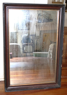 Walnut Framed Mirror with Gold Border - Frame is 32" by 22" - Some Small Chips on Right Side of Frame 