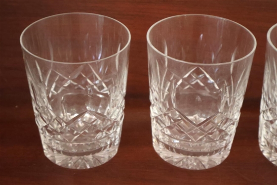 4 Waterford Crystal Lismore Double Old Fashioned Glasses  4 1/2 Tall 