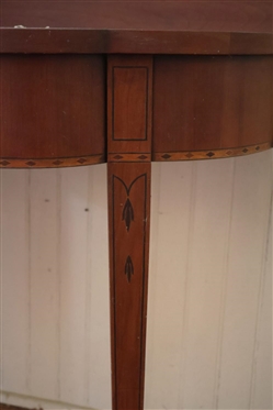 Henkel Harris Federal Style Wild Black Cherry Inlaid Game Table -Inlaid Apron and Legs - Scalloped Front - Original Tag on Bottom -  Finish No. 24 - Closed Table is 30 Tall 36 by 18 - Open Table...