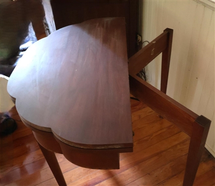 Henkel Harris Federal Style Wild Black Cherry Inlaid Game Table -Inlaid Apron and Legs - Scalloped Front - Original Tag on Bottom -  Finish No. 24 - Closed Table is 30 Tall 36 by 18 - Open Table...