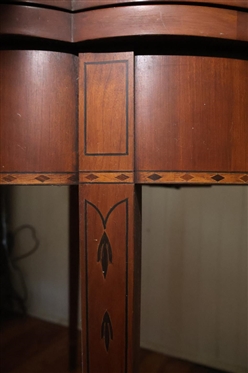 Henkel Harris Federal Style Wild Black Cherry Inlaid Game Table -Inlaid Apron and Legs - Scalloped Front - Original Tag on Bottom -  Finish No. 24 - Closed Table is 30 Tall 36 by 18 - Open Table...