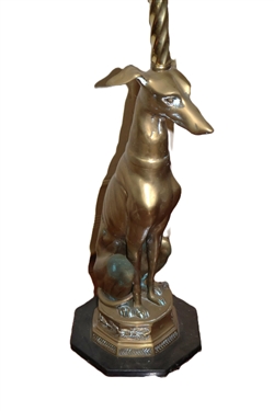 Incredible Chelesa House Brass Greyhound Floor Lamp with Onyx Stone Base - Dog is 26 tall Lamp Overall is 62 Tall 