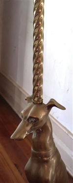 Incredible Chelesa House Brass Greyhound Floor Lamp with Onyx Stone Base - Dog is 26 tall Lamp Overall is 62 Tall 