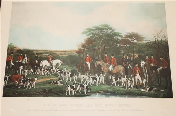 Sir Richard Sutton and The Quorn Hounds Equestrian Fox Hunt Engraving - Published in London Nov. 14 1855, Engraved by Frederick Bromley Painted by Francis Grant - Framed and Double Matted - Frame...