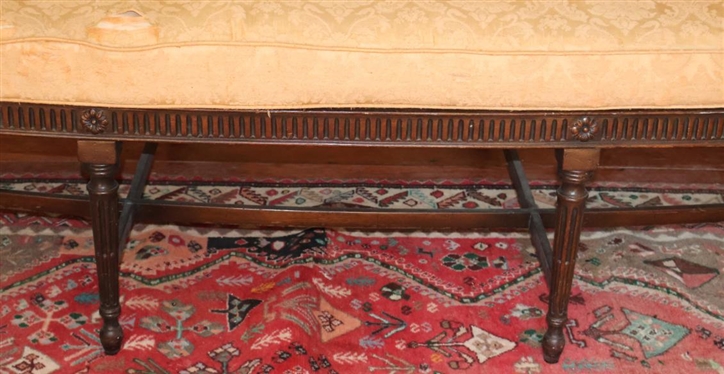 Sheraton Federal Style Wood Framed Sofa - Mahogany Finish with Reeded Legs and Apron - Flower and Folate Accents - Highly Detailed Wood Frame with Shell Crest - Down Filled Seat Cushion - Settee is...
