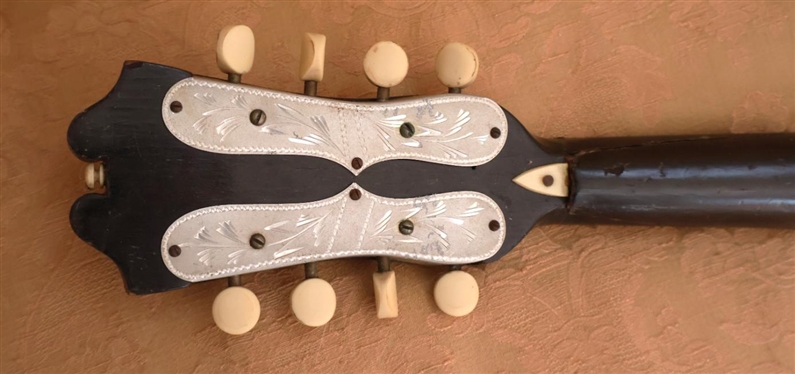 Beautiful Italian Bowl Back Mandolin - Fabrica di Stramenti armoniei Anno 1898 - Original Label Inside - Beautiful Inlay Work with Mother of Pearl Butterfly 