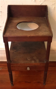 Walnut Country Primitive Washstand with Drawer - Hand Dovetailed Case -  Remnants of Original Red Paint - 34 Tall 17 1/4 by 18 
