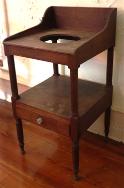 Walnut Country Primitive Washstand with Drawer - Hand Dovetailed Case -  Remnants of Original Red Paint - 34 Tall 17 1/4 by 18 