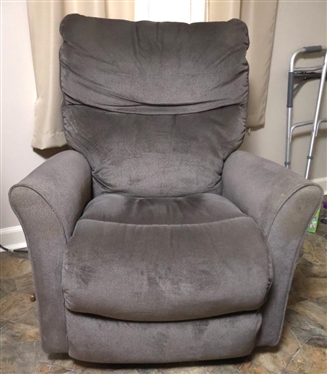 Gray La- Z - Boy Rocker Recliner - Petit Size  - Clean was Used with Seat Cover 