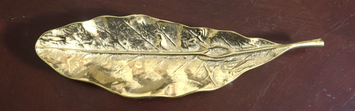 Virginia Metalcrafters Brass Tobacco Leaf - 3-61 Oskar J. W. Hansen 1963 - Leaf is 9" 