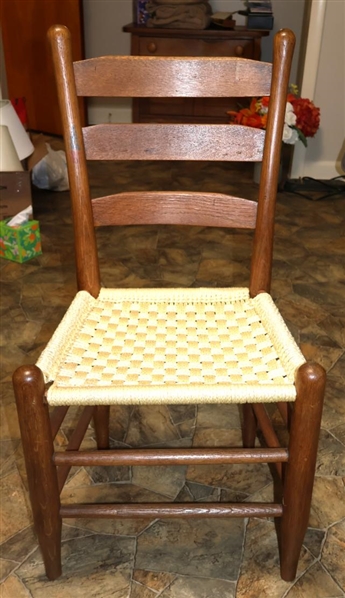 Handmade Oak Ladderback Chair with Woven Seat - Chair is 34" Tall 16" to Seat