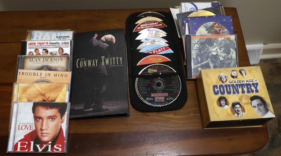 Lot of Music CDs Allan Jackson, Elvis, Hank Williams, Hee Haw, Blue Grass, and many More