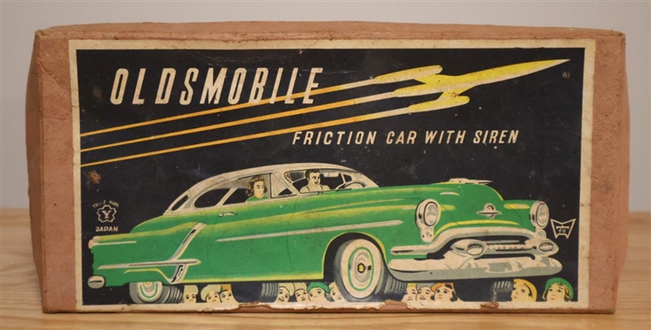 Oldsmobile Friction Car with Siren - Japan - Original Cardboard Box - Y Japan - BOX ONLY 