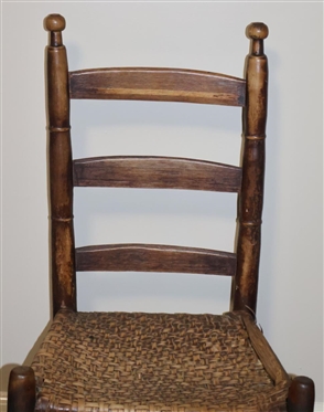Mecklenburg County, VA Johnson Chair with Pronounced Wedding Ring Accents on Posts - Original Finish Seats Needs Replacing 